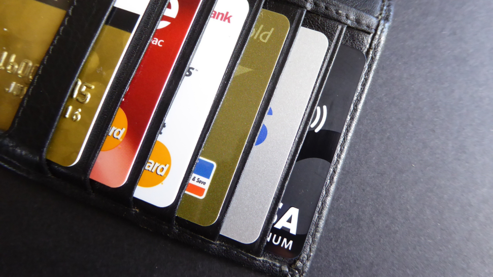Credit cards in black wallet
