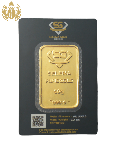 A Detailed 50 Grams Investment Bar 999.9 - Selema Gold