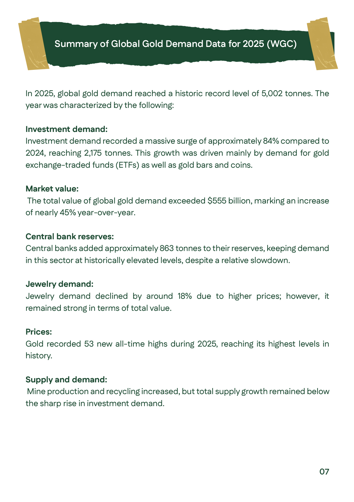 highlighting global gold demand trends, central bank purchases, and gold’s role as a safe-haven asset amid economic and geopolitical volatility.