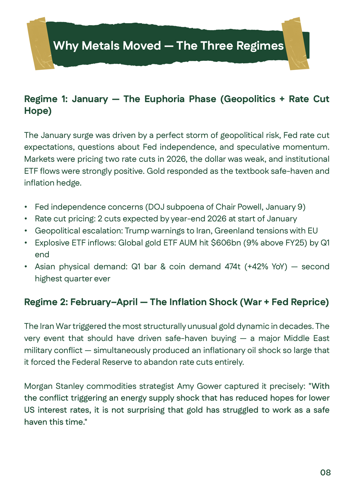 Gold prices analysis explaining the January rally during the First Half of 2026, driven by geopolitical tensions, expected Federal Reserve rate cuts, ETF inflows, and strong safe-haven demand.