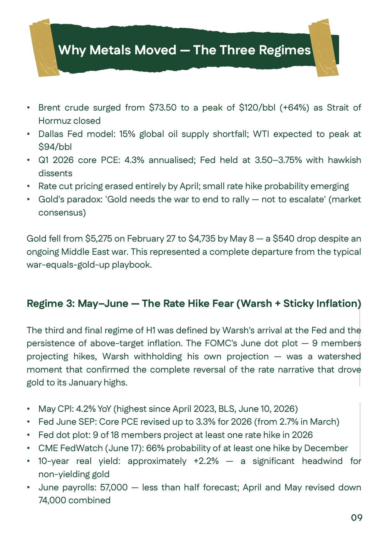 Gold prices analysis explaining the inflation shock, US-Iran conflict, and Federal Reserve policy shift that reshaped gold price and silver prices during the First Half of 2026.