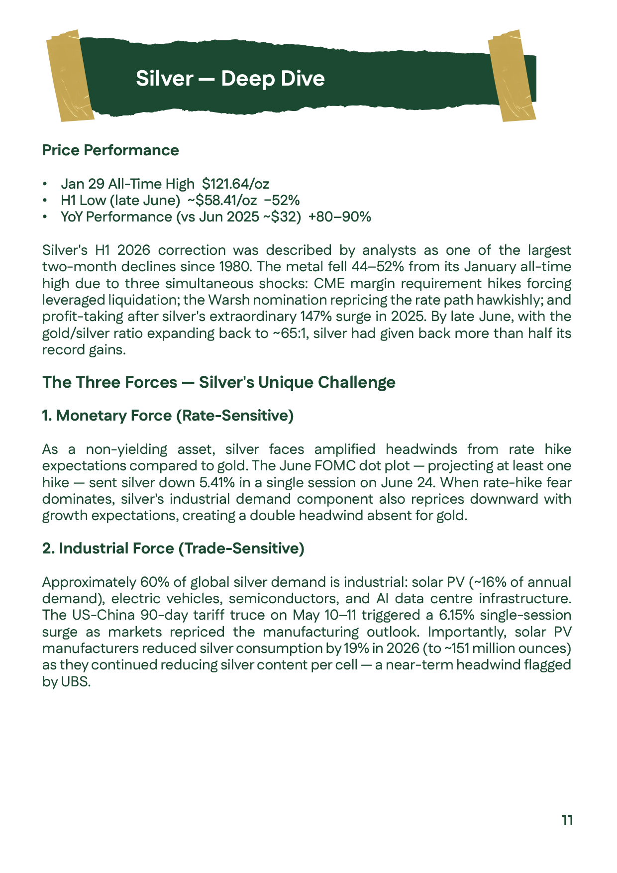 Silver prices analysis for the First Half of 2026, highlighting silver's record high of $121.64 per ounce, subsequent correction, and the major factors driving silver price volatility.