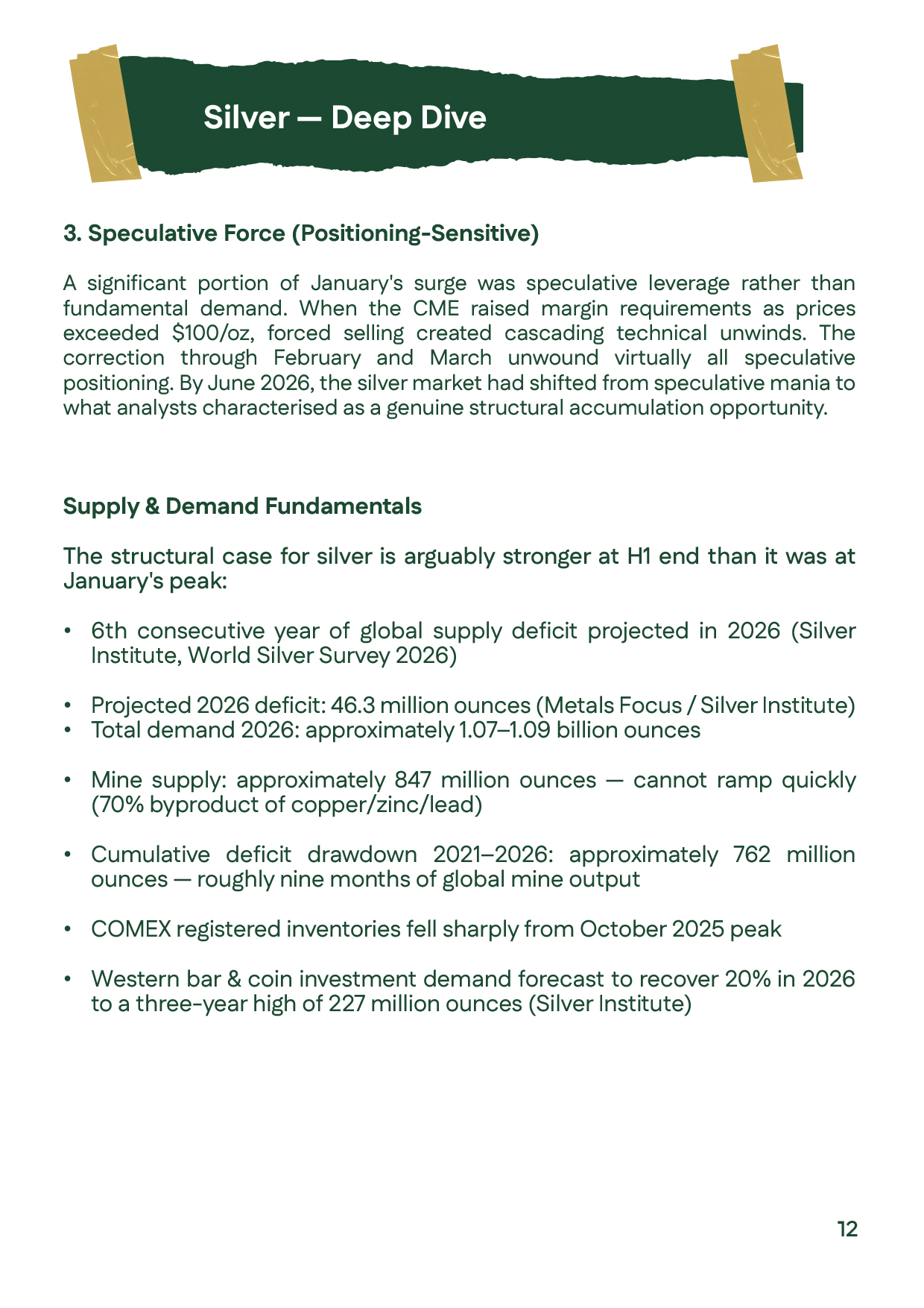 Silver prices analysis explaining the supply and demand fundamentals during the First Half of 2026, including the structural supply deficit, industrial demand, and long-term outlook for silver prices.