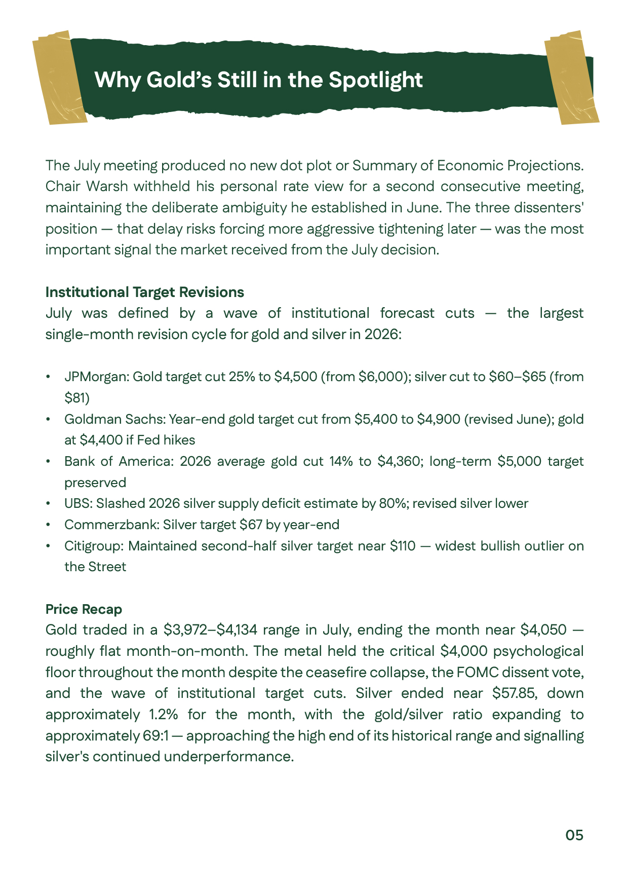 Gold price and silver prices analysis for July 2026, highlighting structural gold support and silver remaining below $60.