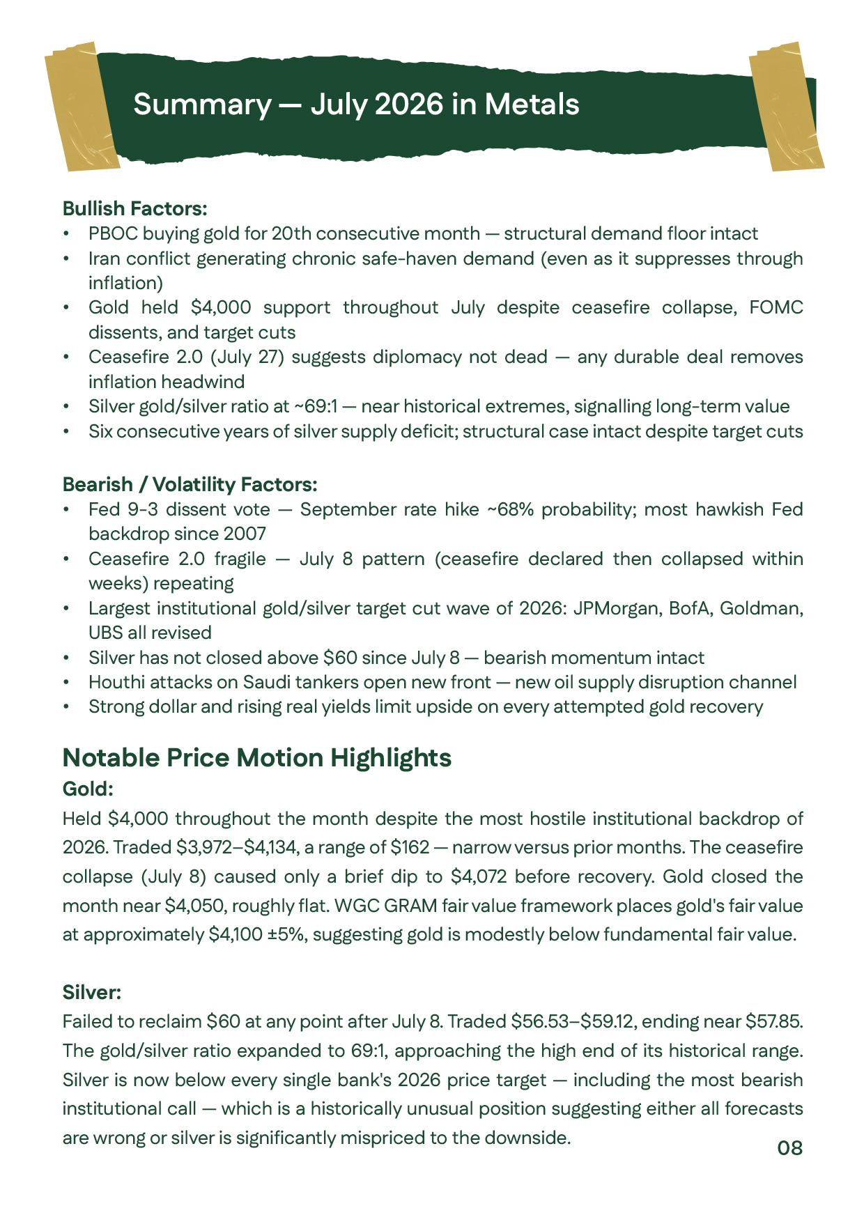 July 2026 gold price and silver prices summary, with gold near $4,050, silver near $57.85 and the gold-silver ratio around 69:1.